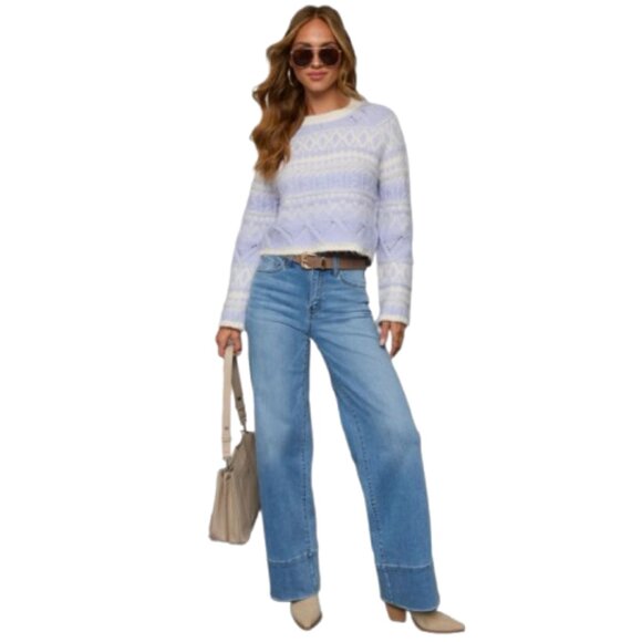 Lush Lilac Fair Isle Crop Sweater – Size XL – NWT - Picture 4 of 4